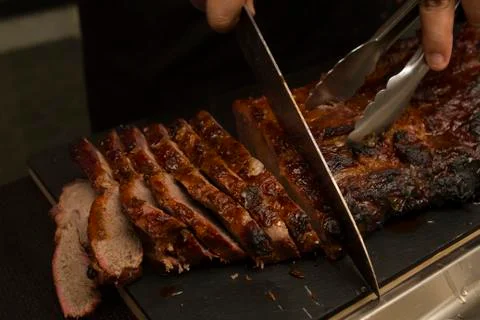 Chef cut bbq steak Stock Photos