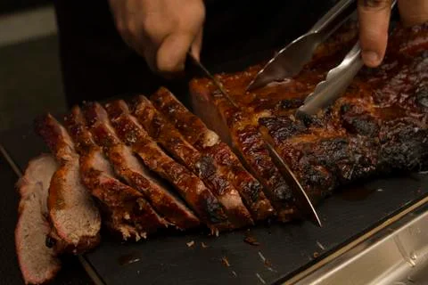 Chef cut bbq steak Stock Photos
