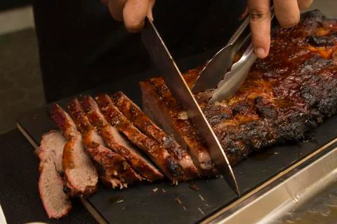 Chef cut bbq steak Stock Photos