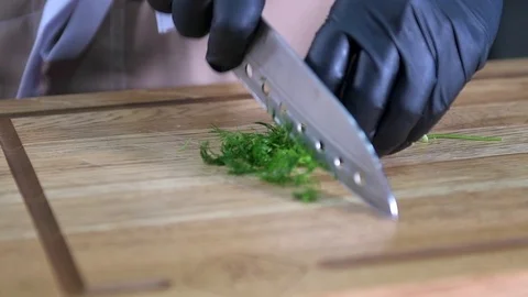The chef cut the Greens Stock Footage 97880898