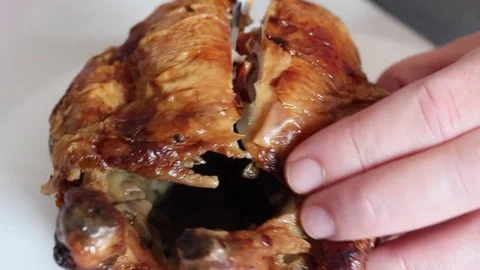 Chef Cut half chicken Stock Footage 77692680