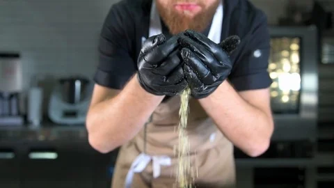 The chef cut the pumpkin seeds Stock Footage 97881060