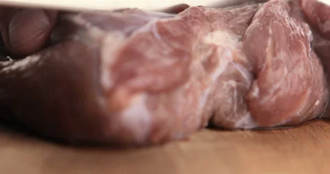 The chef cut raw meat Stock Footage 108138671