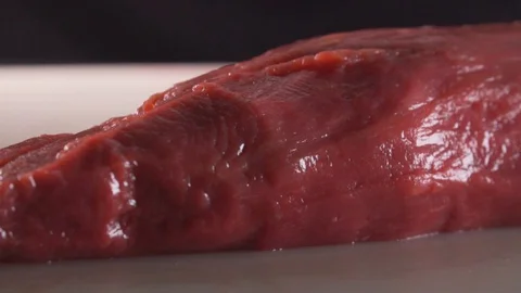 Chef cuts marble meat, the most delicious meat Stock Footage 116686829
