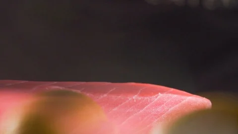 Chef cuts red fish, the most delicious meat Stock Footage 116686977