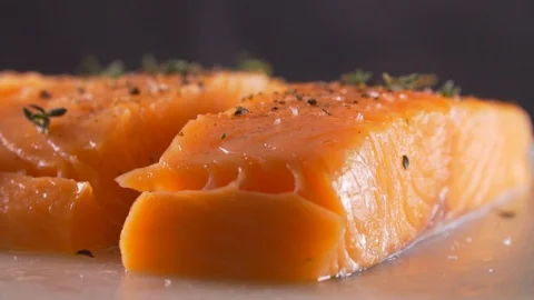 Chef cuts red fish, the most delicious meat Stock Footage 116687967