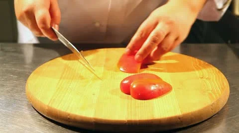 Chef cuts the sweet peppers Stock Footage 8981806