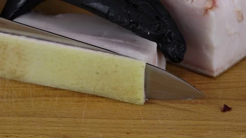 A chef cuts a thick crust Stock Footage 121746023