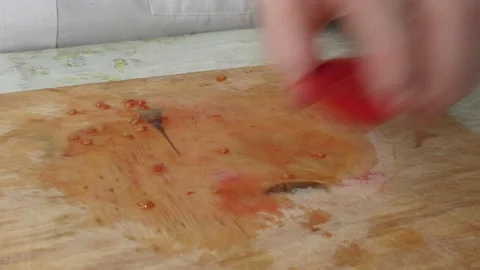 The chef cuts the tomatoes with a knife Stock Footage 138719951