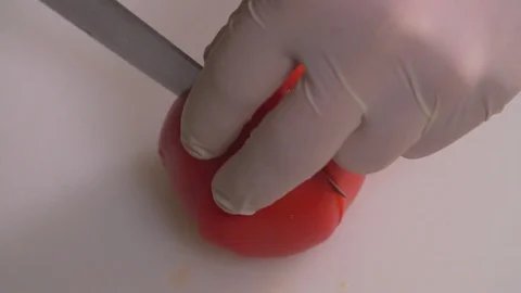 The chef cuts vegetables Stock Footage 83345369