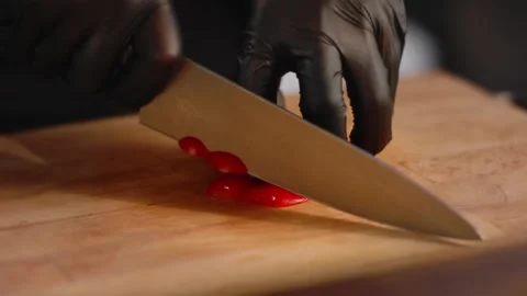 The chef cuts vegetables in the kitchen. Close up Stock Footage 131152098