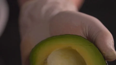 Chef cuts vegetables, peppers, tomato, avocado, healthy food Stock Footage 116684331