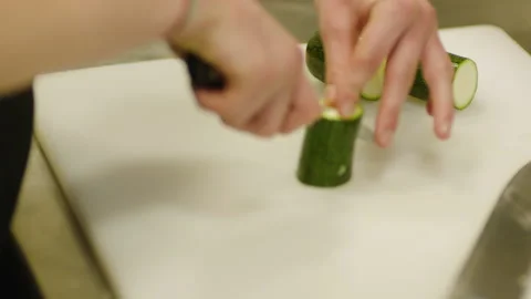 The chef cuts vegetables professionally. Professional cooking Stock Footage 232562902