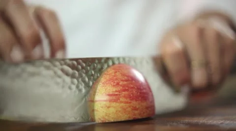 Chef cutting a apple with knife skills Stock Footage 59888463