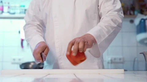 The chef cutting bell pepper. Stock Footage 154455443