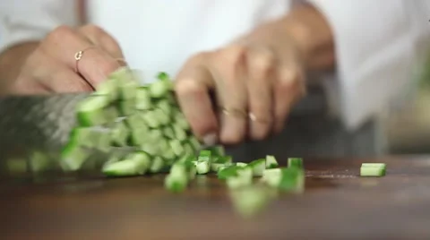 Chef cutting a cucumber Stock Footage 59888561