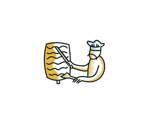Chef cutting  doner kebab Stock Illustration