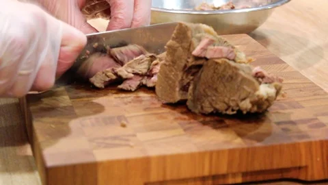 Chef cutting meat Stock-Footage 122680867