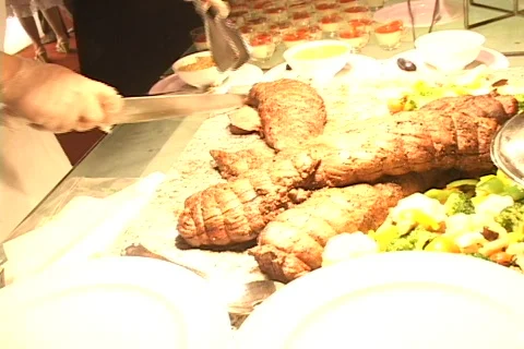 Chef Cutting Meat at the Restaurent Stock Footage 288981