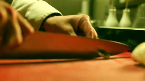 Chef Is Cutting Mushrooms Before Frying Stock Footage 50362888