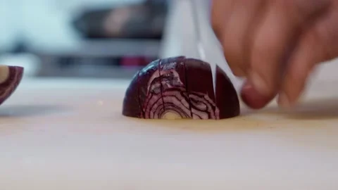The chef cutting onion. Stock Footage 154455956