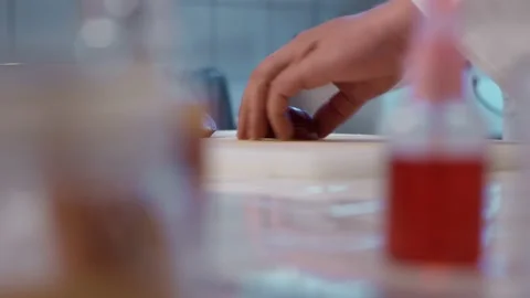 The chef cutting onion. Stock Footage 154455961