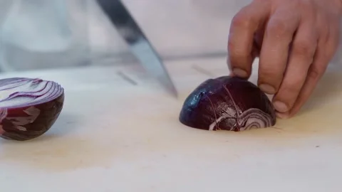 The chef cutting onion. Stock Footage 154795677