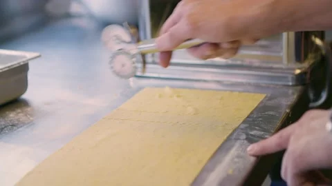 Chef cutting pasta 4K Stock Footage 157297550