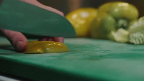 Chef is cutting the pepper Stock-Footage 223912716