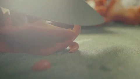 Chef is cutting red pepper in a kitchen Stock Footage 70387548