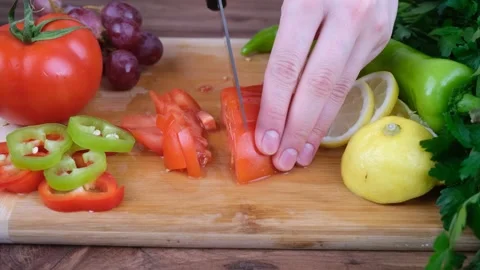 Chef cutting tomato Stock Footage 231573915