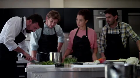 Chef cutting vegetable at kitchen. Stock Footage 64115909