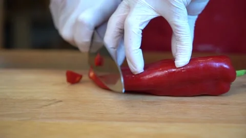 The chef is cutting the vegetables to cook. Stock Footage 150092529