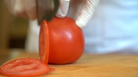 The chef is cutting the vegetables to cook. Stock Footage 150092595