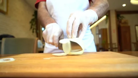 The chef is cutting the vegetables to cook. Stock Footage 150092636