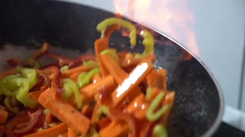 The chef is cutting the vegetables to cook. Stock Footage 150092649