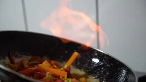 The chef is cutting the vegetables to cook. Stock Footage 150092674
