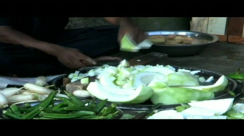 Chef cutting vegetables. Stock Footage