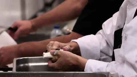 Chef cutting vegetables Stock Footage 69239897