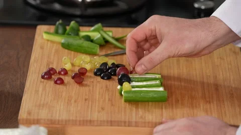 Chef decorates the salad Stock Footage 183555290