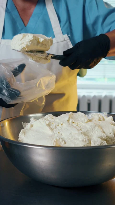Chef Decorating Cake in Professional Kitchen Close-Up Stock Footage 322549954