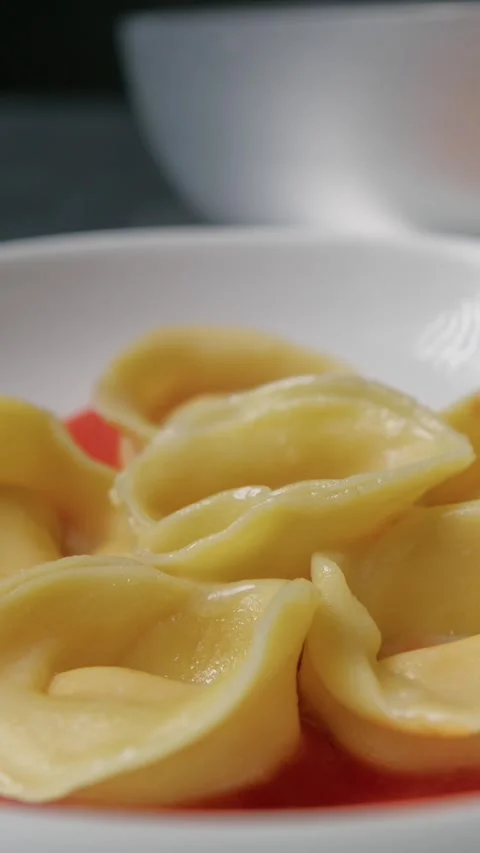 Chef Defining The Plating Of His Cappelletti Dish Stock Footage 272983636