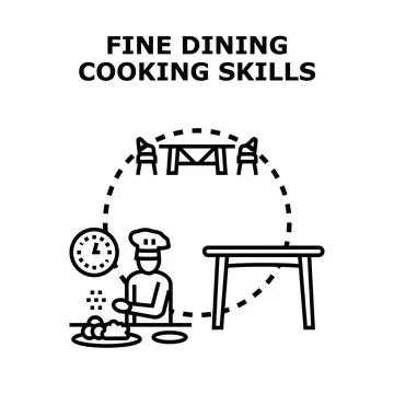 Chef developing fine dining cooking skills concept Stock Illustration