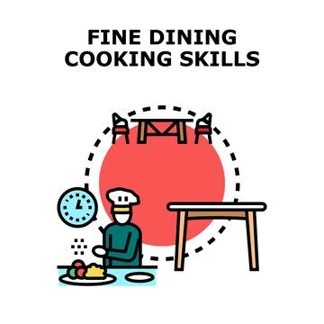Chef developing fine dining cooking skills concept Stock Illustration