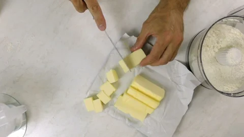 Chef dicing butter Stock Footage 97969471