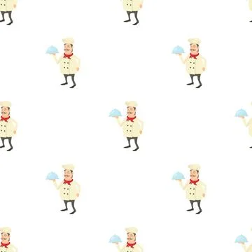 Chef with dish pattern seamless vector 스톡 일러스트