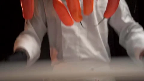 Chef dramatically throws bell peppers into the air Stock Footage 168206424