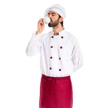Chef drinking coffee Stock Photos