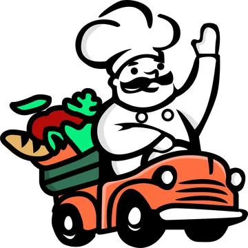 Chef driving a car Stock Illustration