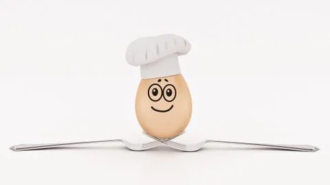Chef egg. concept cook. 3d rendering Stock Illustration